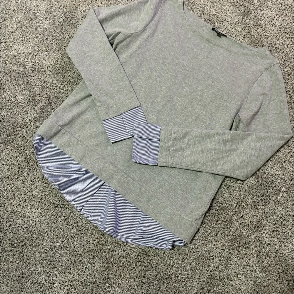 J. Crew Gray and Blue Crew Neck Sweater